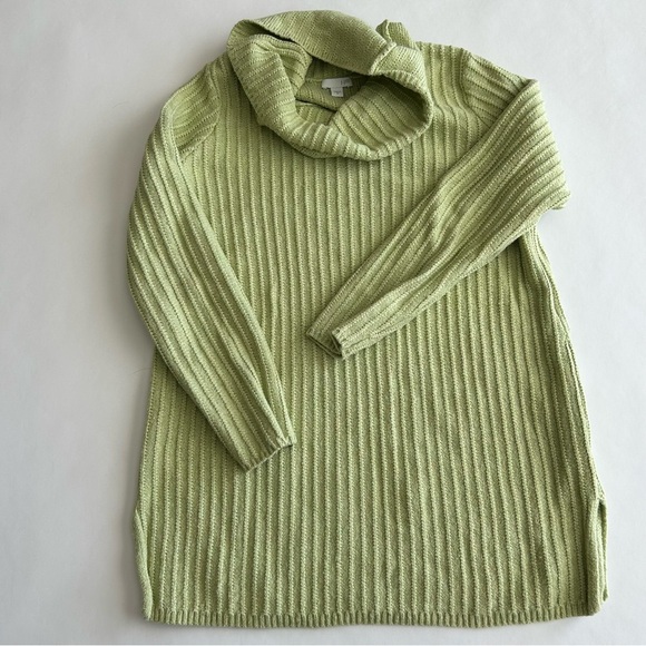 J. Jill Light Green Oversized Chunky Turtleneck Sweater Women’s Medium - Picture 3 of 6